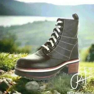 Seis Marjan women’s leather combat boots- chocolate brown